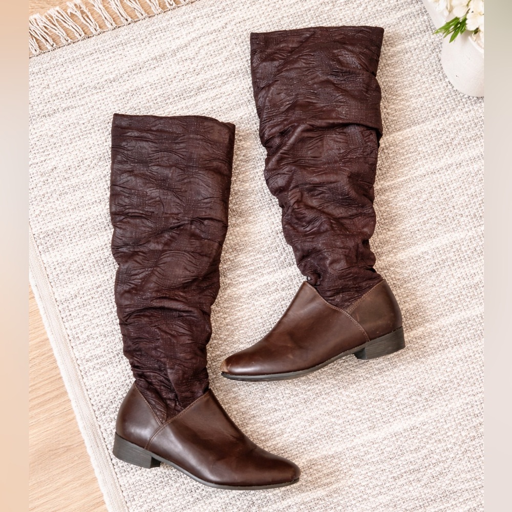 Arezzo over-the-knee slouch brown boots